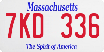 MA license plate 7KD336