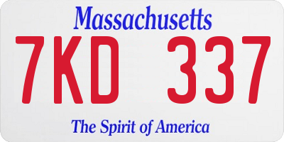 MA license plate 7KD337
