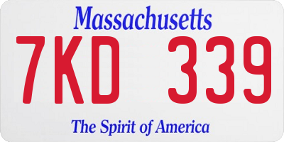 MA license plate 7KD339