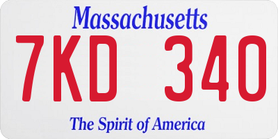 MA license plate 7KD340