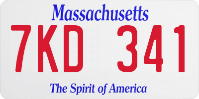 MA license plate 7KD341