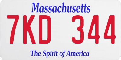 MA license plate 7KD344