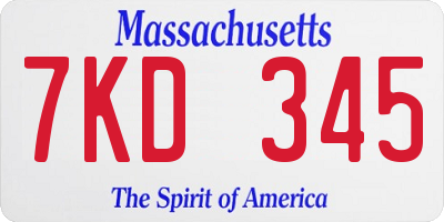 MA license plate 7KD345