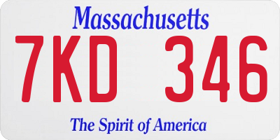 MA license plate 7KD346