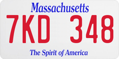 MA license plate 7KD348