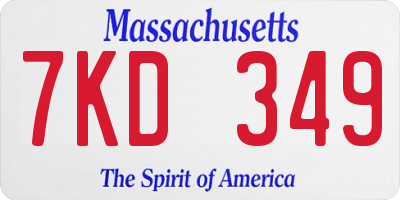 MA license plate 7KD349