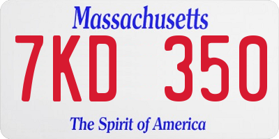 MA license plate 7KD350
