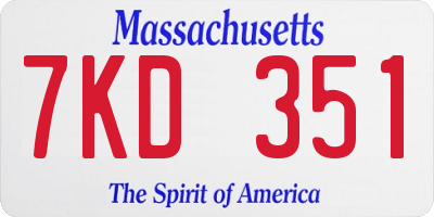 MA license plate 7KD351