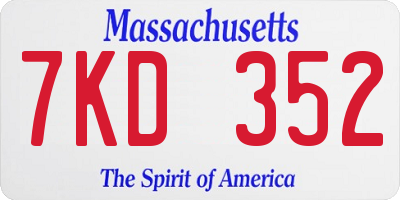 MA license plate 7KD352