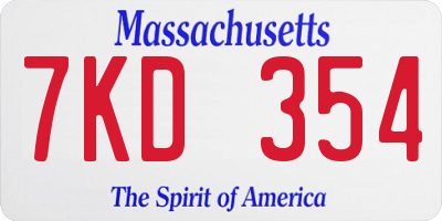 MA license plate 7KD354