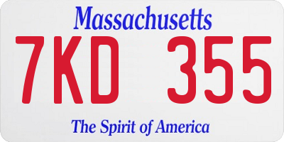 MA license plate 7KD355