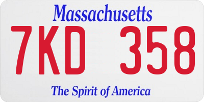 MA license plate 7KD358