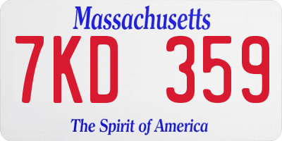 MA license plate 7KD359