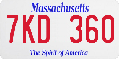 MA license plate 7KD360