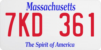 MA license plate 7KD361