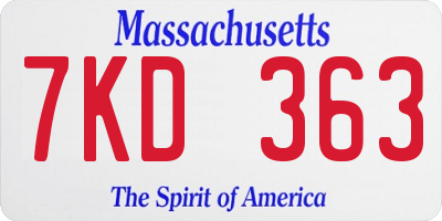 MA license plate 7KD363
