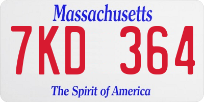 MA license plate 7KD364