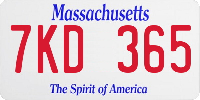 MA license plate 7KD365