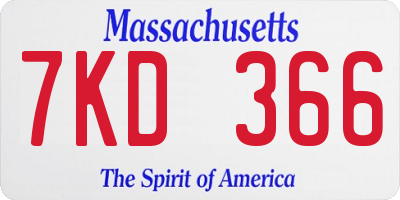 MA license plate 7KD366