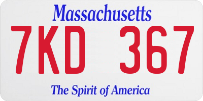 MA license plate 7KD367