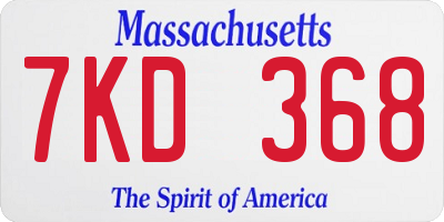 MA license plate 7KD368