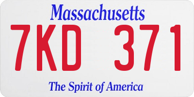 MA license plate 7KD371