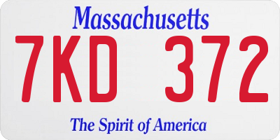 MA license plate 7KD372