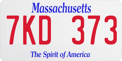 MA license plate 7KD373