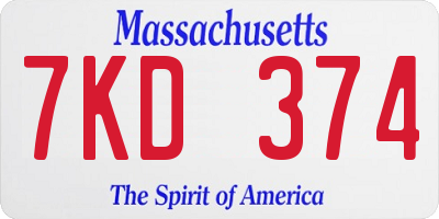 MA license plate 7KD374