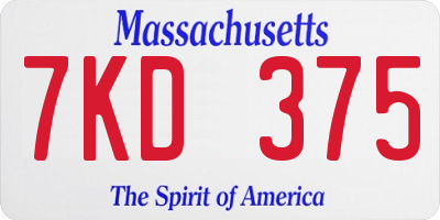 MA license plate 7KD375
