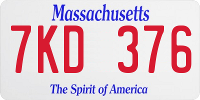 MA license plate 7KD376