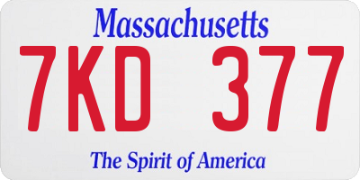MA license plate 7KD377