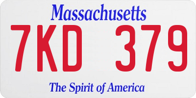 MA license plate 7KD379
