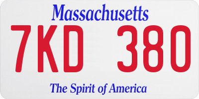 MA license plate 7KD380