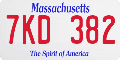 MA license plate 7KD382