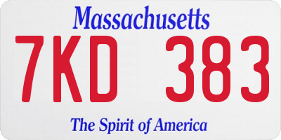 MA license plate 7KD383