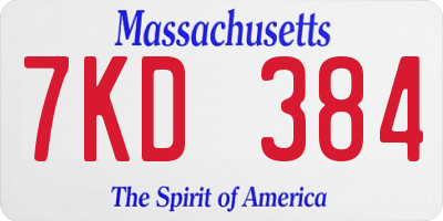 MA license plate 7KD384