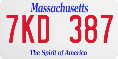 MA license plate 7KD387