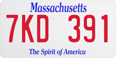 MA license plate 7KD391
