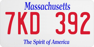 MA license plate 7KD392