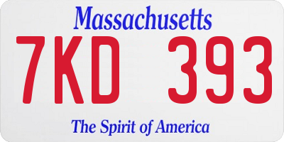 MA license plate 7KD393