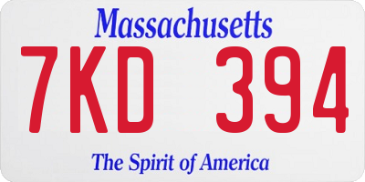 MA license plate 7KD394