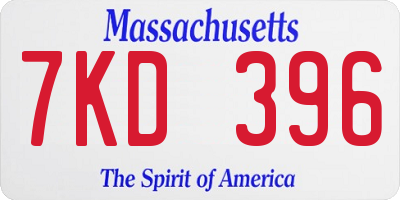MA license plate 7KD396