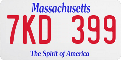 MA license plate 7KD399