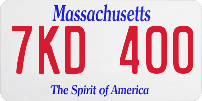MA license plate 7KD400