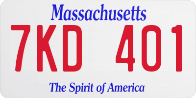 MA license plate 7KD401