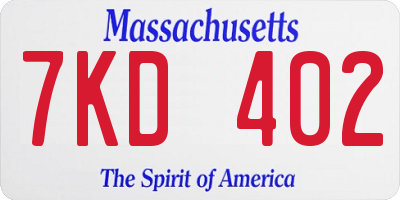MA license plate 7KD402