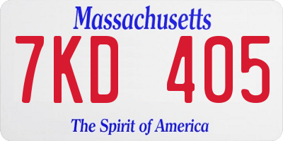 MA license plate 7KD405
