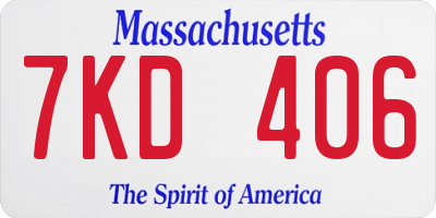 MA license plate 7KD406