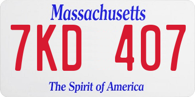 MA license plate 7KD407